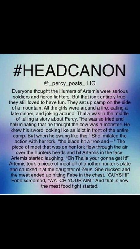 😂😂😂 Thalia Grace Headcanon, Percy Jackson Head Cannons, Percy Jackson Headcannons, Pjo Headcanons, Pjo Headcannons, Funny Percy Jackson, Hunters Of Artemis, Apollo Greek, Percy Jackson Movie