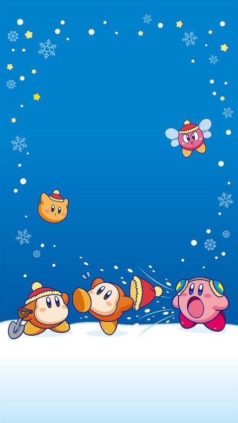 description Kirby Iphone Wallpaper, Nintendo Christmas, Kirby Wallpaper, Action Wallpaper, Iphone Wallpaper Winter, Zero Wallpaper, Kirby Art, Christmas Phone Wallpaper, Cute Christmas Wallpaper