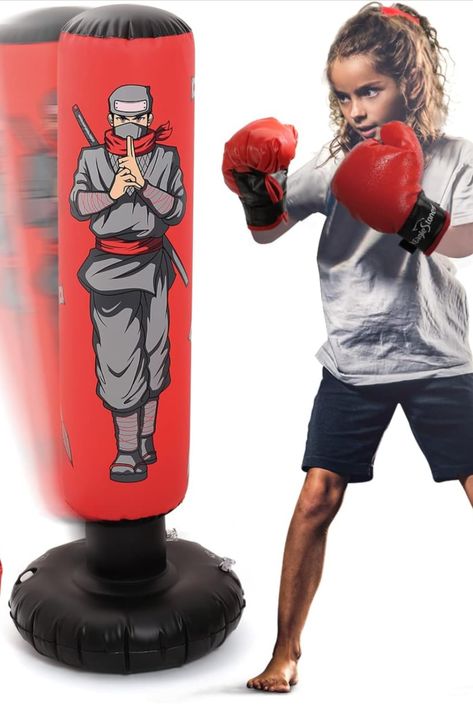 47" High Free Standing Bounce Back Bag for MMA, Karate, Taekwondo and Kick, Gifts for Kids, Boys and Girls Kids Punching Bag, Leg Muscle, Boxing Bags, Safety Valve, Soccer Gear, Punching Bag, Bounce Back, Back Bag, Pet Safety