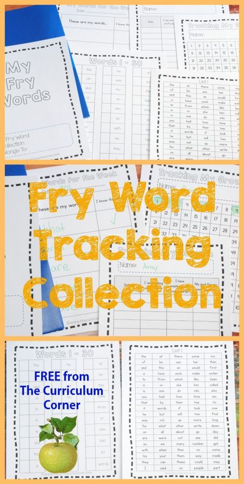 Make student Fry Tracking Folders!  FREE from The Curriculum Corner Fry Words Activities, Fry Words, Data Binders, Fry Sight Words, Sight Words Kindergarten, Progress Monitoring, Sight Word Activities, Word Practice, Reading Intervention