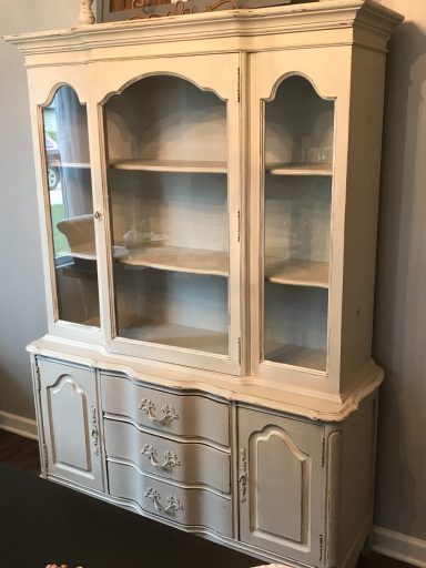 Diy China Cabinet Makeover, Diy China Cabinet, White China Cabinets, Modern China Cabinet, Cabinet Makeover Diy, China Cabinet Makeover, Built In China Cabinet, Update Wallpaper, Dining Wall Decor