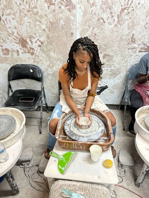 Black Women Hobbies Aesthetic, Pottery Black Woman, Pottery Aesthetic Black Woman, Pottery Vision Board, Black Women Cooking Aesthetic, Hobbies Aesthetic Black Women, Black Women Hobbies, Hobbies Black Women, Pottery Aesthetic Girl