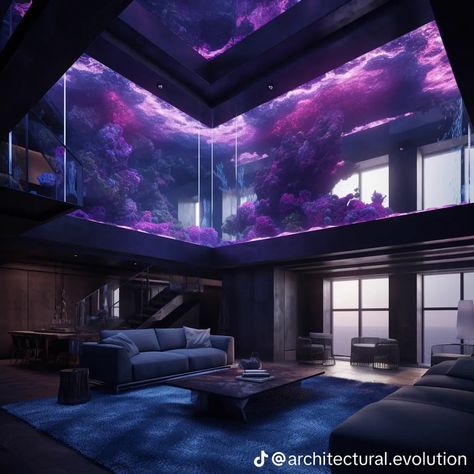 Cyberpunk House, تصميم داخلي فاخر, Fantasy Rooms, Future Apartment Decor, Appartement Design, Purple Home, Home Aesthetic, Dream House Rooms, Cozy Room Decor