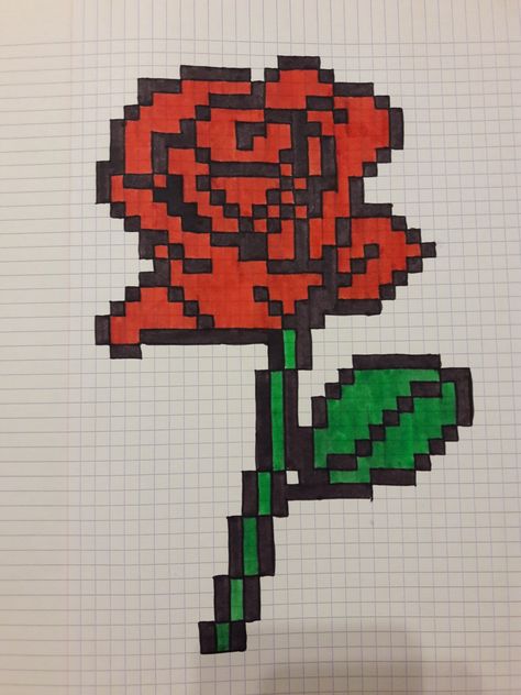 Rose Pixel Art, Pixel Art Fleur, Pixel Rose, Spiderman Pixel Art, Modele Pixel Art, Art Pixel, Easy Pixel Art, Pixel Drawing, Wolf Photos