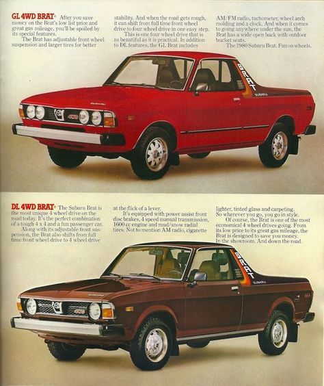 1980 Subaru Brat Vintage Subaru, Bloom And Stella, Subaru Wagon, Subaru Brat, Opel Gt, Subaru Baja, Automobile Advertising, Car Brochure, Automotive Marketing