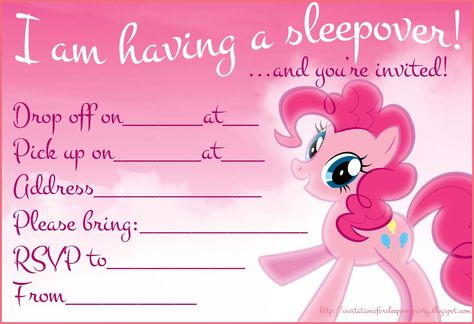 Sleepover invite Sleepover Invite, Sleepover Invitation, Sleepover Invitations, Birthday Sleepover, Party Crafts, Free Printable Birthday Invitations, Pony Birthday, Birthday Planning, Sleepover Party