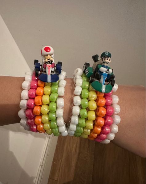 #mariokart #bracelet #luigi #toad #tiktok #pin Mario Bracelet, Mario Kandi, Rave Bracelet, Rave Bracelets, Kandi Beads, Diy Kandi Bracelets, Diy Kandi, Kandi Ideas, Kandi Cuff