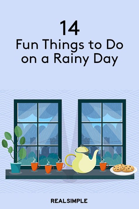 14 Fun Things to Do on a Rainy Day | It’s raining, it’s pouring, your day feels really boring—and you're racking your brain for what to do on a rainy day.  These fun ideas are good for families, groups of friends or roommates, or kids on their own (hallelujah!).  Embrace the day as time to recharge and reconnect with people you love. And don’t worry. The sun will (probably) come out tomorrow.  #lifehacks #rainydays #spring #realsimple Rainy Day Ideas, Rainy Day At Home, Things To Do Inside, Spring Break Kids, Used Legos, Fun Fall Activities, Activities For Adults, Rainy Day Activities, On A Rainy Day