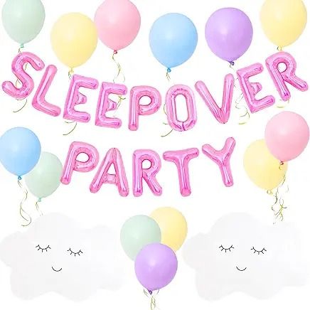 Amazon.co.uk : sleepover Movie Night Sleepover Party, Movie Night Sleepover, Cloud Balloons, Mean Girls Party, Sleepover Birthday Party, Pyjamas Party, Party Girls Night, Sleepover Birthday, Sleepover Birthday Parties