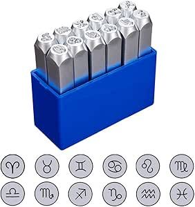 BENECREAT 12 Packs (6mm 1/4") Constellations Theme Design Metal Stamp Punch with Tool Case for Jewelry Leather Wood Stamping Pieces Zodiac, Zodiac Designs, September Birthstone Jewelry, Stacking Ring Set, Stamping Tools, Tool Case, Wood Stamp, Design Stamps, Stamped Jewelry