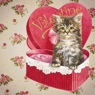 Free from glenda's World :  GIF Valentine for Facebook or email Valentine Cats, Valentine Greetings, Cat Valentines, Valentines Vintage, Valentine Vintage, Vintage Valentines Day, Victorian Valentines, 동화 삽화, Postal Vintage