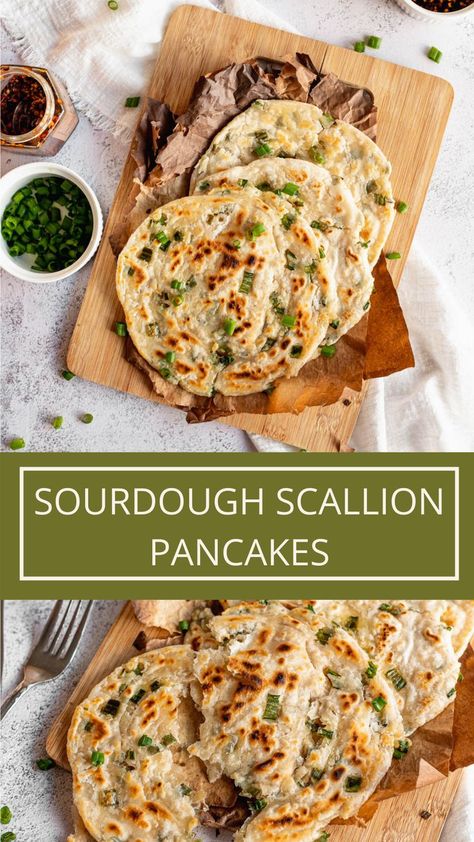 Gluten Free Sourdough Discard Pancakes, Sourdough Bread Additions, Sourdough Discard Savory Recipes, Savory Sourdough Discard Recipes, Sourdough Discard Recipe, Morning Pastries, Scallion Pancake Recipe, Sourdough Pancakes Recipe, Pancake Roll