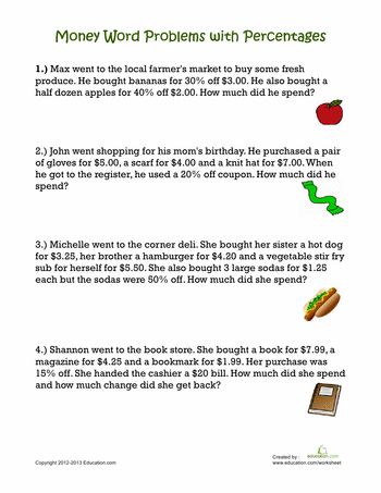 Worksheets: Percentage Word Problems Fractions Games, Percent Of Change, Business Math, Ib Classroom, Percentages Math, Money Word Problems, Adding Money, Consumer Math, Fraction Word Problems