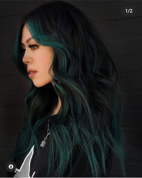 Colored Hair For Brunettes, Hair For Brunettes, Dark Teal Hair, Emerald Green Hair, Hair Fairy, Big Hair Dont Care, Teal Hair, Brown Teal, Brown Hair Balayage