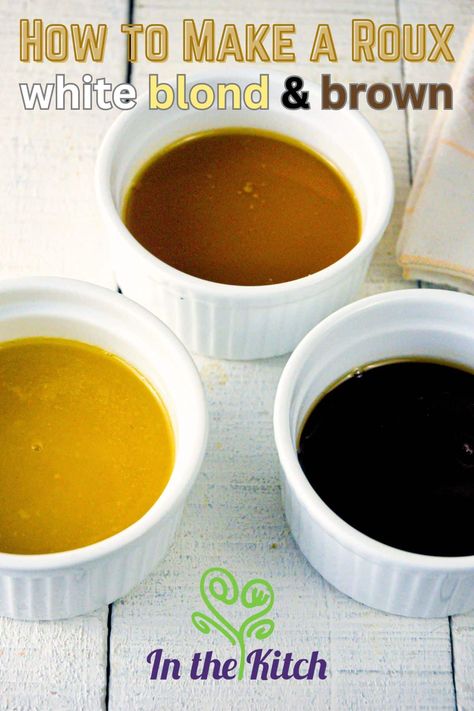 Knowing how to make roux is a handy skill to have in the kitchen when it comes to thickening gravies, sauces, soups and stews. We show you how to make 3 colors of roux. Thicken Soup, Roux Recipe, Vegetarian Substitutes, How To Thicken Soup, Nuggets Recipe, Beef Gravy, Dipping Sauces, Cheese Dishes, Homemade Cake Recipes