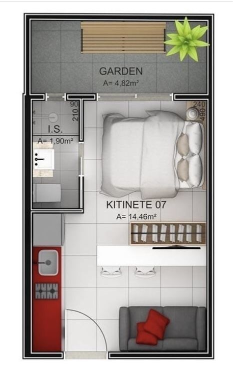 Narrow Studio Apartment, Small Apartment Plans, Cozy Living Room Decor Ideas, Studio Apartment Floor Plans, Apartemen Studio, Floor Plans House, Studio Floor Plans, Cozy Living Room Decor, Studio Apartment Divider