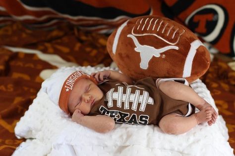 Baby Longhorn Texas Baby, Texas Longhorns Football, Longhorns Football, Newborn Pics, Ranch Decor, Texas Longhorn, Football Themes, Football Baby, Texas Longhorns