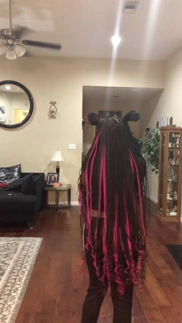 Pink Peak A Boo, Braids W Curly Ends, Small Knotless Braids, Peak A Boo, Small Knotless, Pink And Black Hair, Colored Box Braids, Exotic Hairstyles, Cute Box Braids