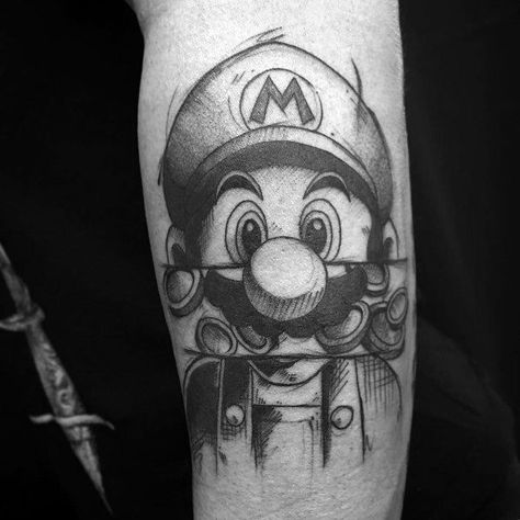 Mario Tattoo Ideas, Mens Tattoo Designs, Super Mario Tattoo, Men Video, Mario Tattoo, 12 Tattoos, Princess Tattoo, Fire Tattoo, Tattoo Ideas For Men