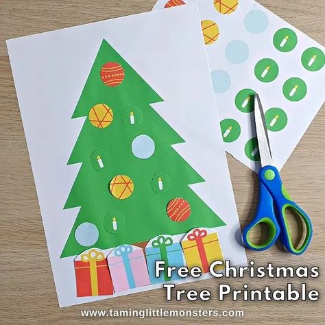 Free Christmas Tree Printable for Kids - Taming Little Monsters Free Christmas Tree Printables, Printable Christmas Tree, Christmas Tree Printable, Tree Printable, Yarn Painting, Toddlers And Preschoolers, Simple Christmas Tree, Be Merry, Old Christmas