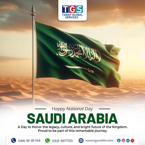 🇸🇦 𝐇𝐚𝐩𝐩𝐲 𝐍𝐚𝐭𝐢𝐨𝐧𝐚𝐥 𝐃𝐚𝐲, 𝐒𝐚𝐮𝐝𝐢 𝐀𝐫𝐚𝐛𝐢𝐚! 🇸🇦 Today, we honor the legacy, culture, and bright future of the Kingdom. A day to celebrate unity, strength, and the remarkable journey that has shaped this great nation. Proud to be part of this extraordinary path toward progress and prosperity. 𝐌𝐚𝐲 𝐒𝐚𝐮𝐝𝐢 𝐀𝐫𝐚𝐛𝐢𝐚 𝐜𝐨𝐧𝐭𝐢𝐧𝐮𝐞 𝐭𝐨 𝐬𝐡𝐢𝐧𝐞 𝐛𝐫𝐢𝐠𝐡𝐭! 📞 𝐂𝐨𝐧𝐭𝐚𝐜𝐭 𝐔𝐬: 📌 𝐔𝐀𝐍: 𝟏𝟏𝟏-𝟏𝟏𝟏-𝟏𝟒𝟒 📌 𝐏𝐡𝐨𝐧𝐞: 𝟎𝟑𝟐𝟏-𝟗𝟗𝟕𝟕-𝟏𝟐𝟎 📌 𝐖𝐞𝐛𝐬𝐢𝐭𝐞: 𝐭𝐠𝐬𝐧𝐨𝐛𝐥𝐞.𝐜𝐨𝐦 #SaudiNationalDay #LegacyAndFuture #ProudToBeSaudi #KSA #Vision2030 #tawafglobalservi... Happy National Day Saudi Arabia, National Day Saudi, Happy National Day, National Day, Bright Future, Proud To Be, Shine Bright, Saudi Arabia, Quick Saves