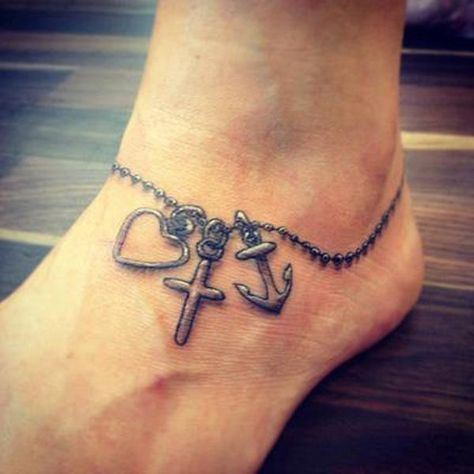 25 heart cross anchor tattoo Anker Tattoo Design, Hope Tattoo, Rosary Tattoo, Anchor Tattoo Design, Ankle Bracelet Tattoo, Anklet Tattoos, Faith Tattoo, Anchor Tattoos, Crazy Ideas