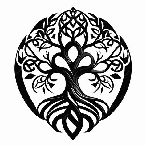 Celtic style tree of life tattoo vector illustration | Premium AI-generated vector Celtic Tree Of Life Tattoo Men, Celtic Tree Of Life Tattoo Feminine, Ega Tattoo, Tattoos Background, Celtic Tattoo For Women Irish, Yggdrasil Art, Celtic Tattoo Ideas, Celtic Tree Of Life Tattoo, Tree Of Life Drawing