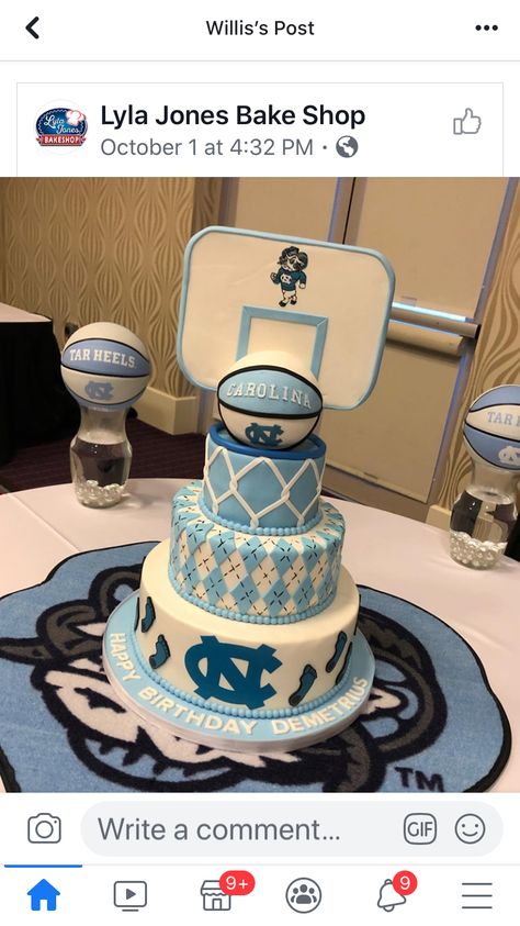 Unc Birthday Party Ideas, Basketball Birthday Cake, Groom Cakes, Nc Tarheels, Cookie Monster Cupcakes, 49th Birthday, Grad Cake, Blue Photos, 49 Birthday