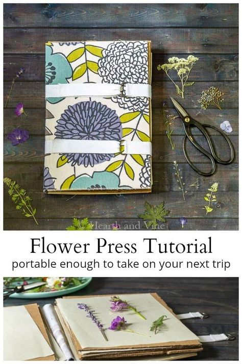 Learn how to make a flower press that's portable, so you can collect beautiful plant specimens where ever you go. #flowers #crafts #pressedflowers #driedflowers #flowerpress #gardenideas #nature #gardenart Diy Plant Press, Pocket Flower Press, Flowerpress Diy, Natural Journaling, Homeschool Handicrafts, Diy Easy Paper Flowers, Flower Press Book, Diy Flower Press, Paper Flower Nursery