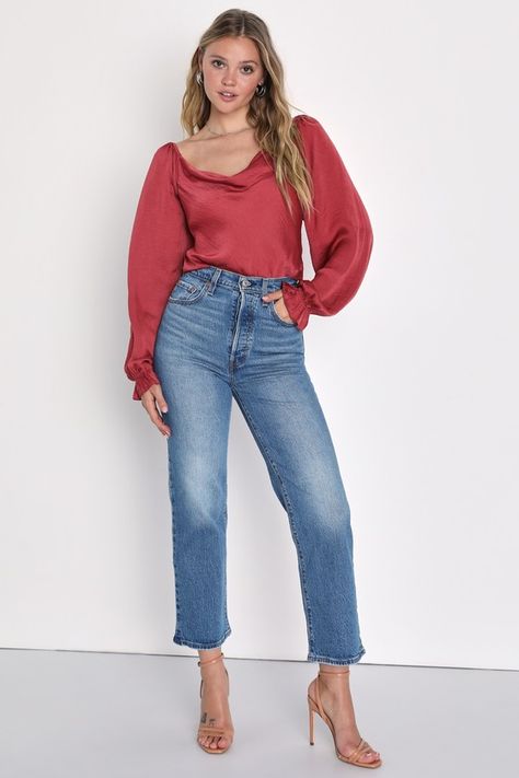 Marissa Long, Levis Ribcage Straight, Levi's Ribcage, Levis Ribcage, Lulu Fashion, Logo Tag, Red Logo, High Waisted Jeans, Best Jeans