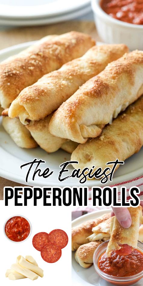 pepperoni rolls dipped in marinara sauce Easy Pepperoni Rolls, Homemade Pepperoni Rolls, Pepperoni Rolls Recipe, Makanan Italia, Pepperoni Rolls, Pizza Roll, Pizza Fatta In Casa, Appetizers Easy Finger Food, Finger Foods Easy