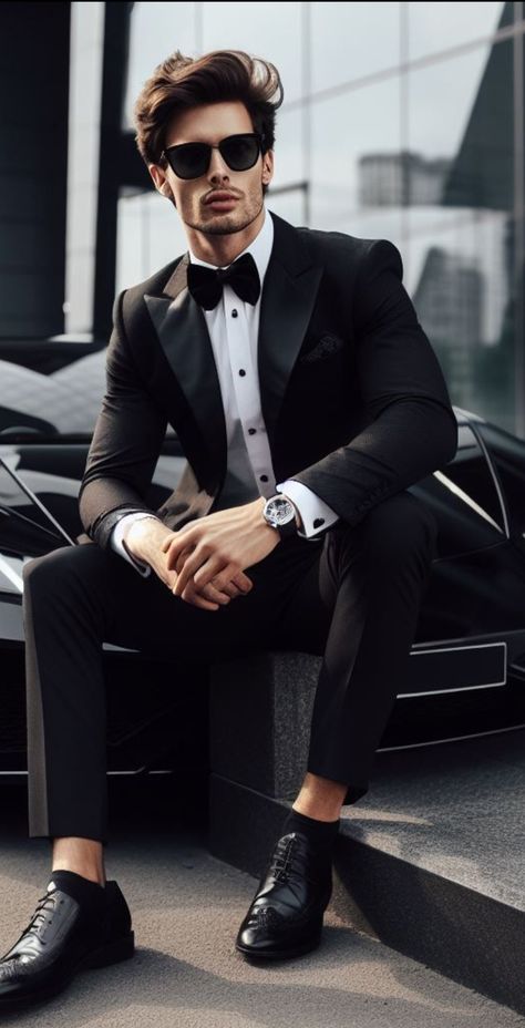 Groom Tuxedo Wedding Classy, Gala Outfit Men, Handsome Man In Suit, Tux Wedding, Groom Prep, Anime Handsome, Linen Suits For Men, All Black Suit, Christmas Elegant