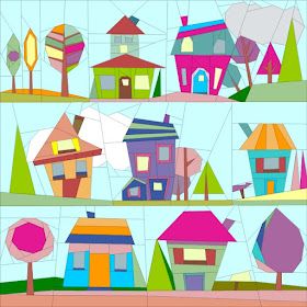 Wonky Houses, House Quilt Block, House Quilt Patterns, Paper Pieced Quilt Patterns, Quilt Modernen, Paper Pieced Quilt, Old Sewing Machines, Quilt Art, House Quilts