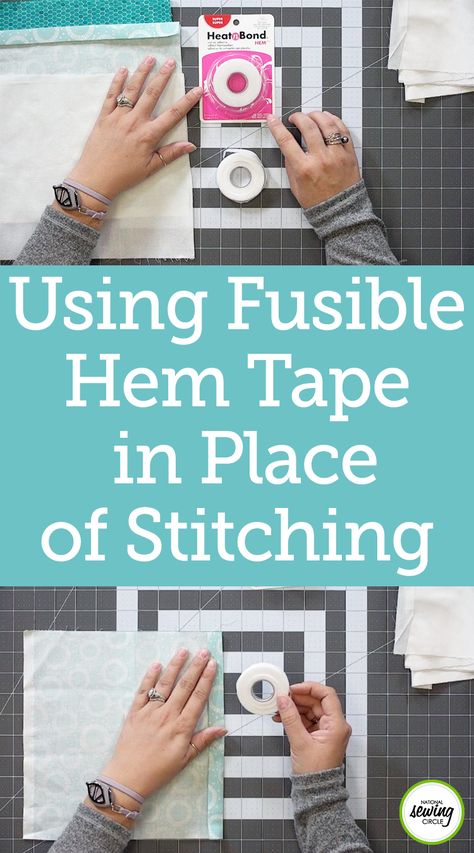 If you are needing to add a hem to a garment or home decor project, but don’t want to see a stitching line or want to spend the time doing an invisible hand stitch, fusible hem tape is a great alternative. Ashley Hough teaches you about fusible hem tape and shows you how to use it. Fabric Tape Uses, Hem Tape How To Use, Sewing Interfacing, Fidget Ideas, Sewing Hems, Fat Quarter Projects, Invisible Hand, Sewing Circles, Beginner Sewing Projects Easy