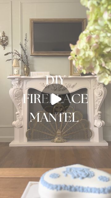 Erika Mathews | Home DIY on Instagram: "I kept seeing these fireplaces on Pinterest and instantly fell in love 😍 but when I looked to buy one I quickly realized they were out of my budget.  Comment SHOP below to receive a DM with the link to shop this post on my LTK ⬇ https://liketk.it/4IMOn  Follow @the.elm.house to see Part 2!  #diyfireplace #diyhome #diyhousetohome" Diy Ornate Fireplace Mantel, False Fireplace Ideas Mantles, Fake Fireplace Mantle Ideas, Fake Fireplace In Bedroom, Diy Cast Stone Fireplace Surround, Diy Faux Fireplace Surround, Fake Mantle Ideas, Diy Electric Fireplace Mantle, Concrete Mantle