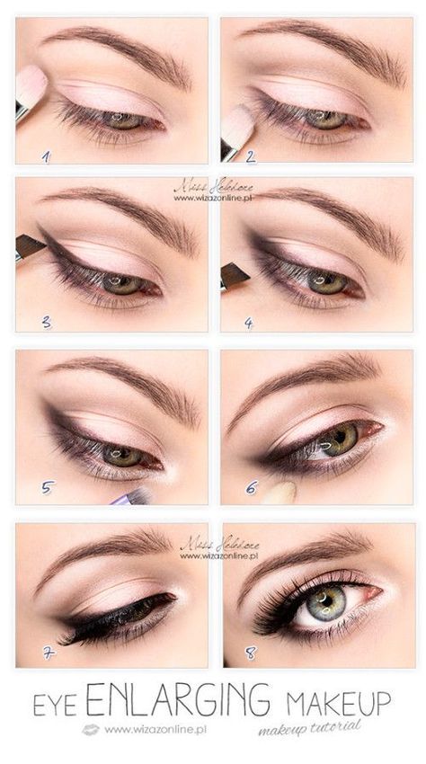 Eye Enlarging Makeup, Scrub Bibir, Romantic Eye Makeup, Make Up Mata, Easy Eye Makeup Tutorial, Makeup Contouring, Smoky Eye Makeup Tutorial, Tutorial Eyeliner, Contouring Makeup