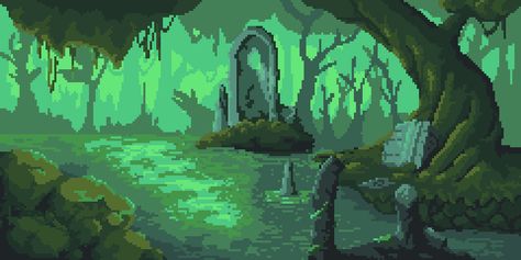 [OC][CC] The Swamp : PixelArt Pixel Art Landscape, Emoji Drawings, 8 Bit Art, Science Illustration, Desktop Wallpaper Art, Collage Phone Case, Pixel Art Design, Rabbit Art, Foil Art