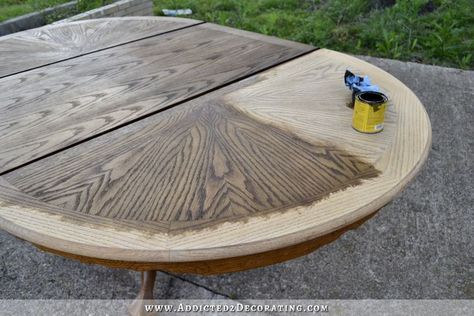 cerused oak dining table 7 Veneer Design, Round Oak Dining Table, Cerused Wood, Dining Table Makeover, Kitchen Table Makeover, Cerused Oak, Beach Ideas, Furniture Rehab, Table Makeover