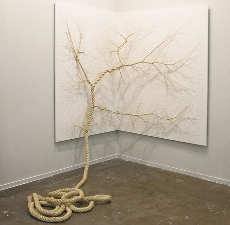 Exquisite installations by duo Mello + Landini unwind strands of ropes into delicate trees. #art #installation Sculpture Installation, 영감을 주는 캐릭터, Land Art, Beautiful Tree, Public Art, Art School, Installation Art, A Tree, Textile Art