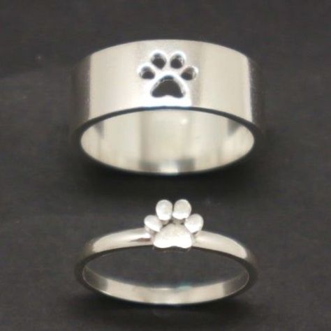 Wife Ring, Ring For Couple, Anting Manik, Paw Print Ring, Matching Couple Rings, Paw Ring, Bff Jewelry, Matching Ring, Couple Jewelry