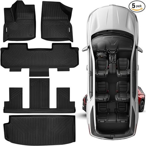 All Weather Custom for Chevrolet Traverse Floor Mats Liners 3 Row & Cargo Liner Behind The 3rd Row Accessories Chevy Traverse, Chevrolet Traverse, Cargo Liner, Bucket Seats, Car Mats, Interior Accessories, Floor Mats, The Row, Classic Design