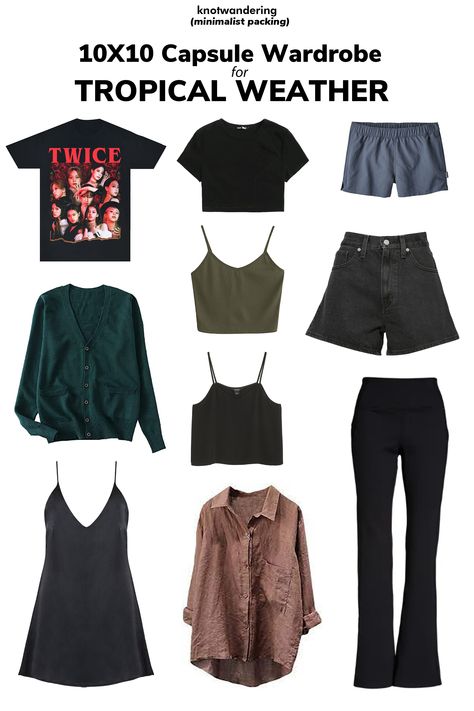 Capsule wardrobe from hot weather Tropical Capsule Wardrobe, Minimalist Packing, Minimal Travel, Packing Guide, Tropical Travel, Travel Capsule, Travel Capsule Wardrobe, South East Asia, Summer Weather