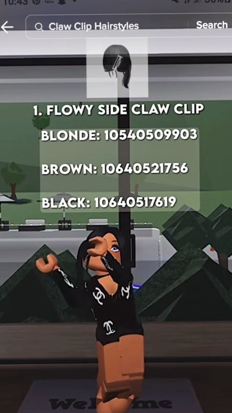 Roblox Hair, Hair Codes, Baddie Outfits Ideas, Clip Hairstyles, Berry Ave, Baddie Outfits, Claw Clip, Outfits Ideas, Black Hair