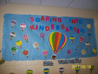 hot air balloon classroom ideas - so perfect! Soaring into Kindergarten Soaring Into A New Year Bulletin Board, Balloon Bulletin Board Ideas, Hot Air Balloon Classroom, Hot Air Balloon Classroom Theme, Kindergarten Bulletin Boards, Class Themes, Balloon Theme, All Ideas, Superhero Classroom