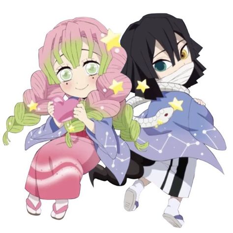 Obanai X Mitsuri Chibi, Mitsuri And Obanai Official Art, Obamitsu Official Art, Mitsuri And Obanai Chibi, Obanai Chibi Official Art, Mitsuri Chibi Official Art, Obanai Chibi, Obanai And Mitsuri, Mitsuri And Obanai