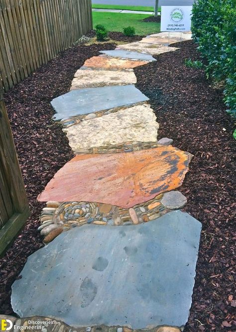 30 Gorgeous Garden Pathway Ideas | Engineering Discoveries Landscaping Steps, Railroad Ties, Walkways Paths, Path Ideas, Garden Stepping Stones, Sloped Garden, Garden Walkway, Stone Path, Garden Path