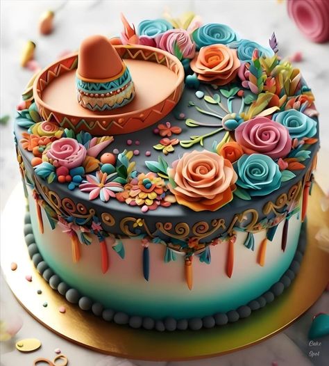 Mexican Fiesta Cake, Mexican Birthday, Birthday Cakes For Women, Cakes For Women, Fiesta Party, Beautiful Cakes, Cake Designs, Birthday Ideas, Chocolates