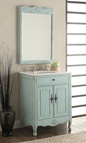 Powder Room Sink Vanity, Pastel Light Blue, Cottage Style Bathrooms, Spa Inspired Bathroom, Wall Cupboards, Walk In Shower Designs, Small Bathroom Vanities, Blue Cottage, Vanity Set With Mirror