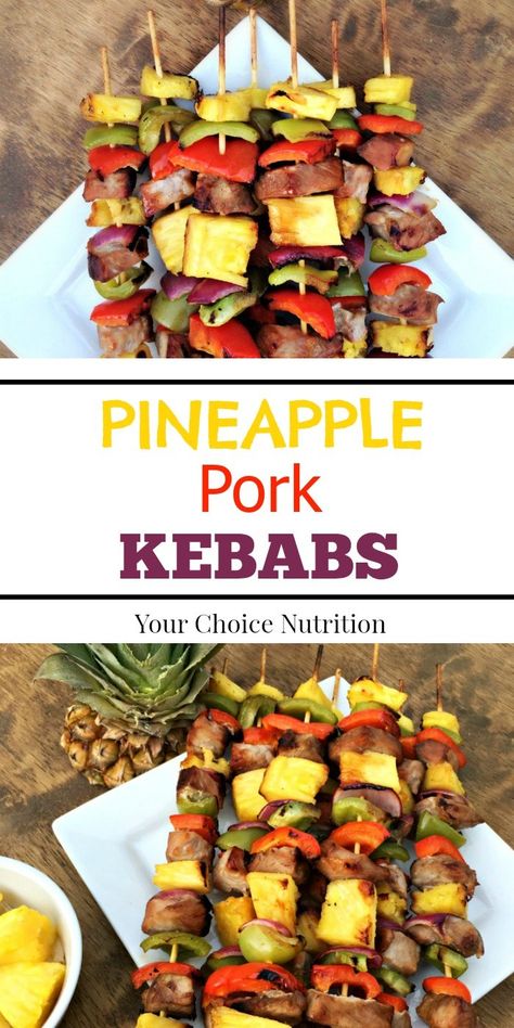 These Hawaiian-inspired Pineapple Pork Kebabs are a great addition to any BBQ or… Pork And Pineapple Kabobs, Pork Sosaties, Pineapple Kebab, Hawaiian Kabobs, Kabob Marinade, Pork Kebabs, Pork Kabobs, Pork Skewers, Pineapple Pork