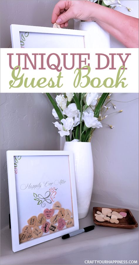 Unique Wedding Ideas & DIY Guest Book Tutorial Cricut Wedding Guest Book, 80th Birthday Guest Book Ideas, Diy Guest Book Ideas For Wedding, Picture Frame Guest Book Wedding, Unique Wedding Ideas Diy, Wedding Ideas Diy, Graduation Guest Book, Diy Wedding Guest Book, Diy Photo Booth Props